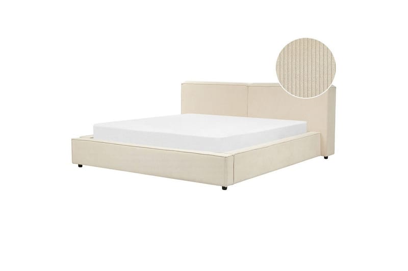 Sänky sälepohjalla Linards - Beige/manchesterkangas, Beige/Manchesterkangas, 180x200 cm - Huonekalut - Sänky - Sänkykehikot & sängynrungot