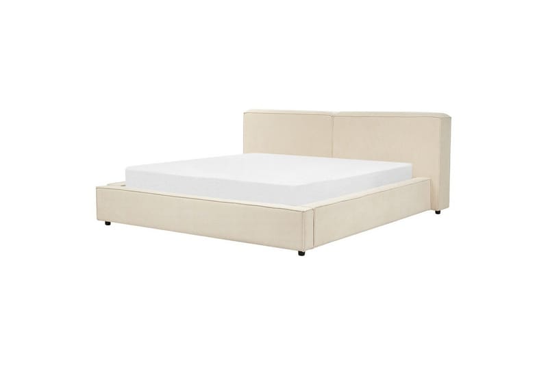 Sänky sälepohjalla Linards - Beige/manchesterkangas, Beige/Manchesterkangas, 180x200 cm - Huonekalut - Sänky - Sänkykehikot & sängynrungot