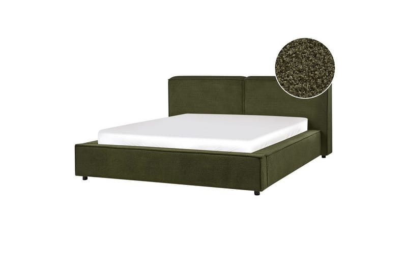 Sänky sälepohjalla Linards, Vihreä/Bouclé, 160x200 cm