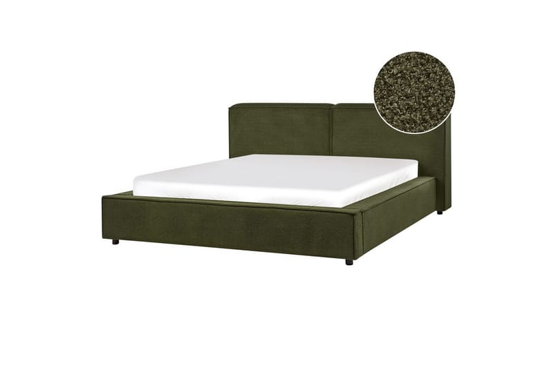 Sänky sälepohjalla Linards - Vihreä/Bouclé, 160x200 cm - Huonekalut - Sänky - Sänkykehikot & sängynrungot