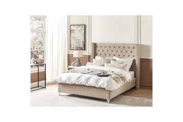 Sänky sälepohjalla Lubbon - Beige, Hopea, Beige, hopea, 140x200 cm - Huonekalut - Sänky - Sänkykehikot & sängynrungot