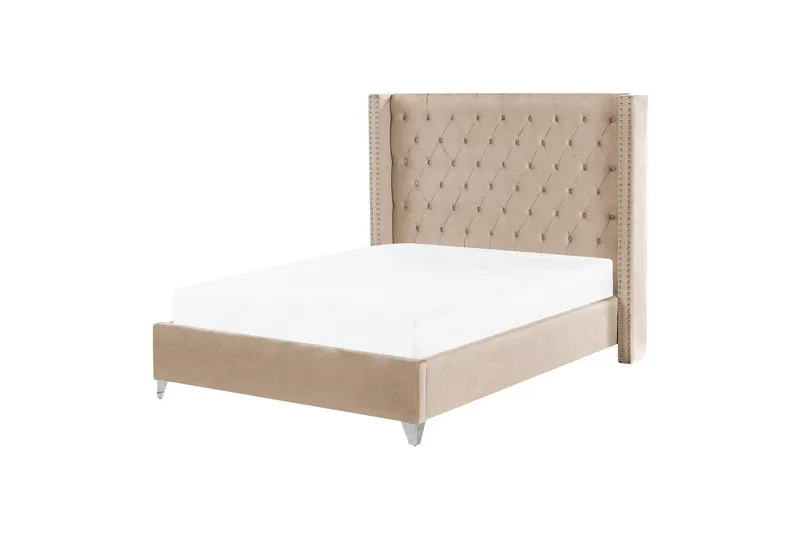 Sänky sälepohjalla Lubbon - Beige, Hopea, Beige, hopea, 140x200 cm - Huonekalut - Sänky - Sänkykehikot & sängynrungot