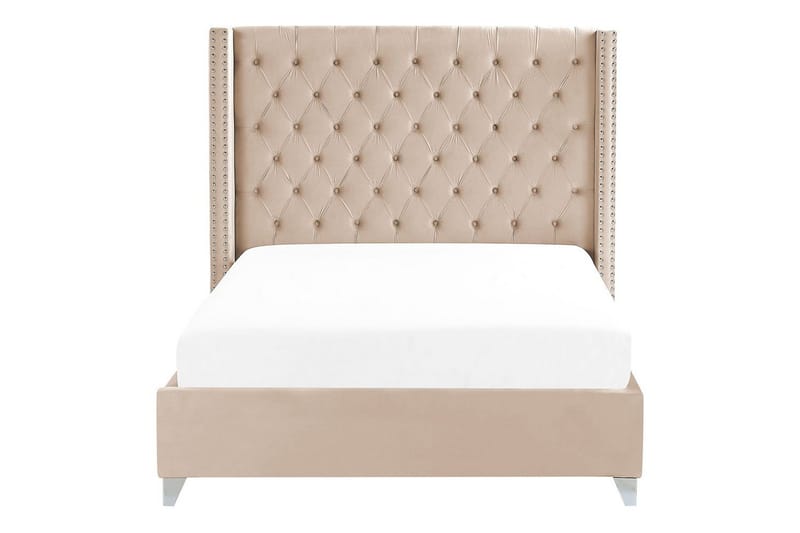 Sänky sälepohjalla Lubbon - Beige, Hopea, Beige, hopea, 140x200 cm - Huonekalut - Sänky - Sänkykehikot & sängynrungot