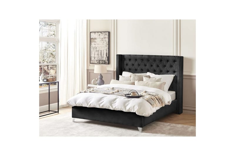 Sänky sälepohjalla Lubbon - Musta, Hopea, Musta, hopea, 160x200 cm - Huonekalut - Sänky - Sänkykehikot & sängynrungot