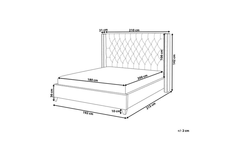 Sänky sälepohjalla Lubbon - Vaaleanharmaa, hopea, Vaaleanharmaa, Hopea, 180x200 cm - Huonekalut - Sänky - Sänkykehikot & sängynrungot