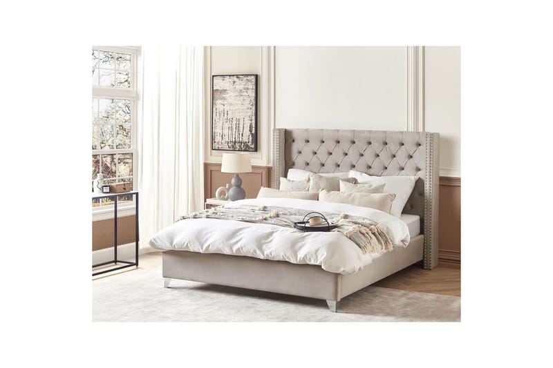 Sänky sälepohjalla Lubbon - Vaaleanharmaa, hopea, Vaaleanharmaa, Hopea, 180x200 cm - Huonekalut - Sänky - Sänkykehikot & sängynrungot