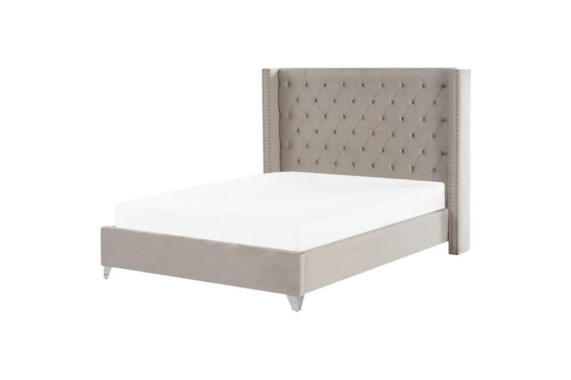 Sänky sälepohjalla Lubbon, Vaaleanharmaa, hopea, Vaaleanharmaa, Hopea, 180x200 cm