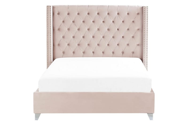 Sänky sälepohjalla Lubbon - Vaaleanpunainen, Hopea, Vaaleanpunainen, hopea, Rosa, Hopea, 160x200 cm - Huonekalut - Sänky - Sänkykehikot & sängynrungot