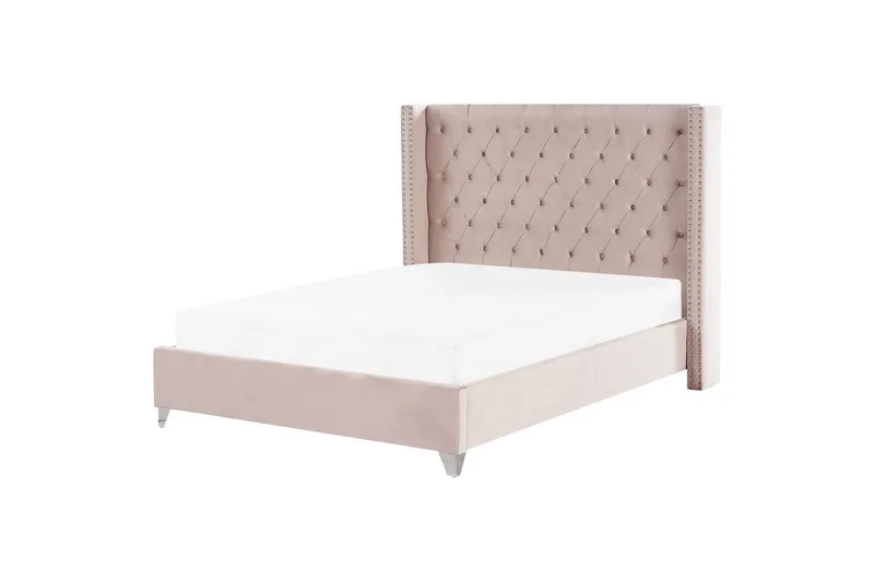 Sänky sälepohjalla Lubbon - Vaaleanpunainen, Hopea, Vaaleanpunainen, hopea, Rosa, Hopea, 180x200 cm - Huonekalut - Sänky - Sänkykehikot & sängynrungot