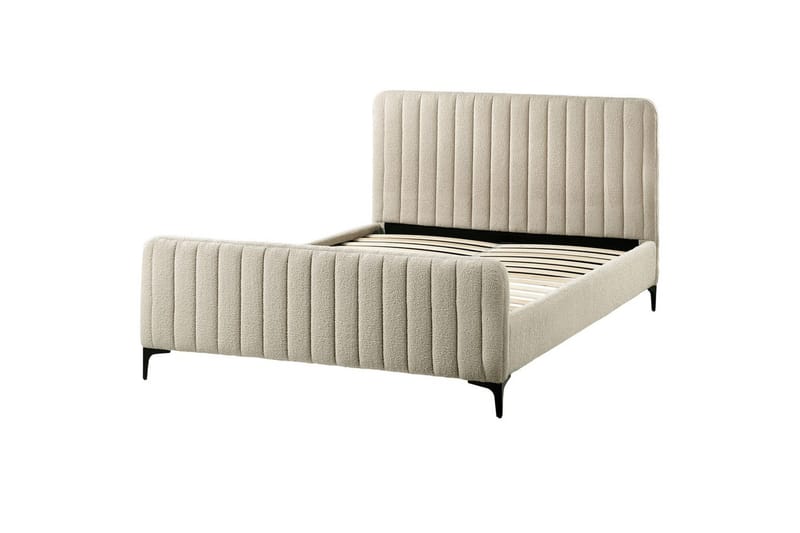 Sänky sälepohjalla Lunan - Beige, musta/Bouclé, 140x200 cm - Huonekalut - Sänky - Sänkykehikot & sängynrungot