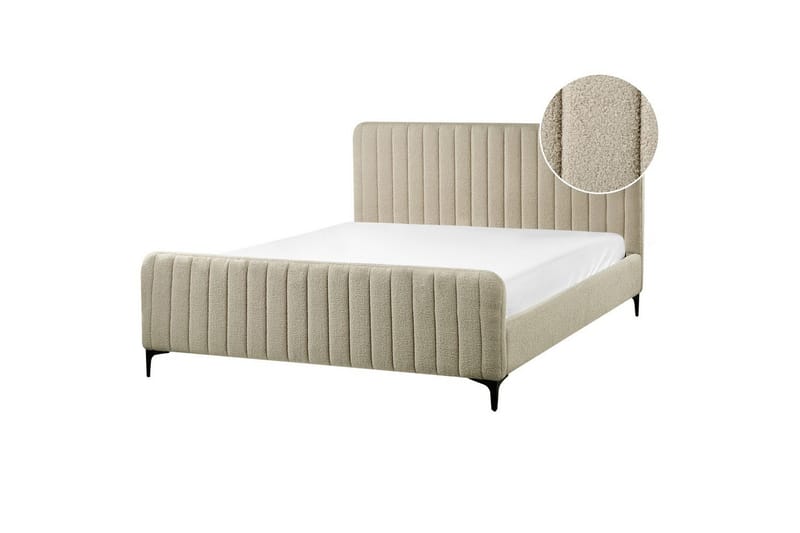 Sänky sälepohjalla Lunan, Beige, musta/Bouclé, 160x200 cm