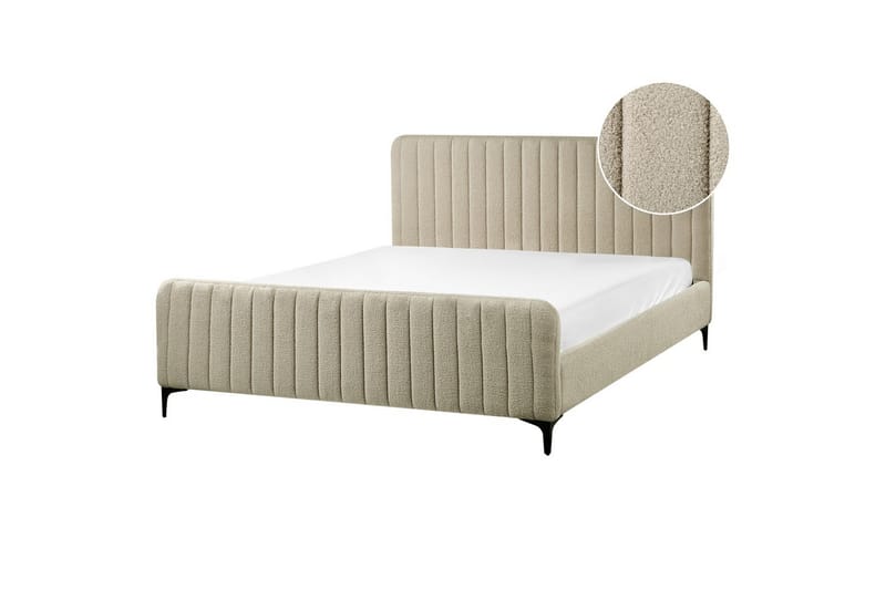 Sänky sälepohjalla Lunan - Beige, musta/Bouclé, 160x200 cm - Huonekalut - Sänky - Sänkykehikot & sängynrungot