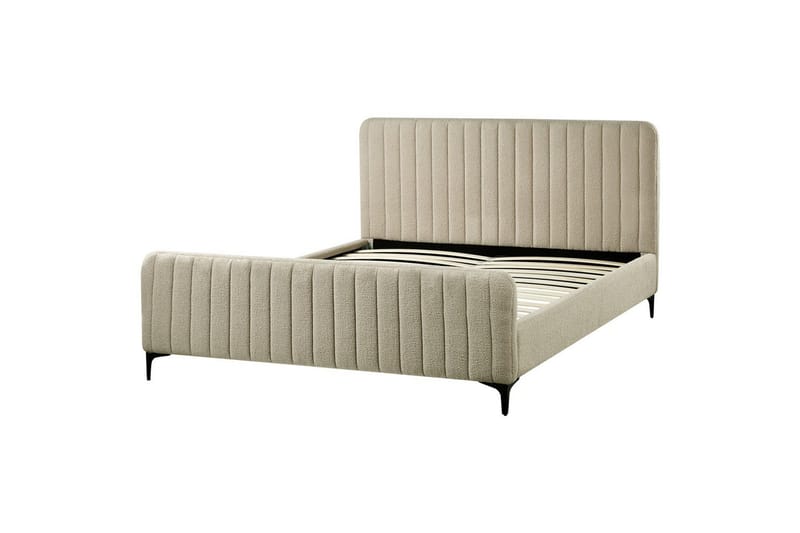 Sänky sälepohjalla Lunan - Beige, musta/Bouclé, 160x200 cm - Huonekalut - Sänky - Sänkykehikot & sängynrungot