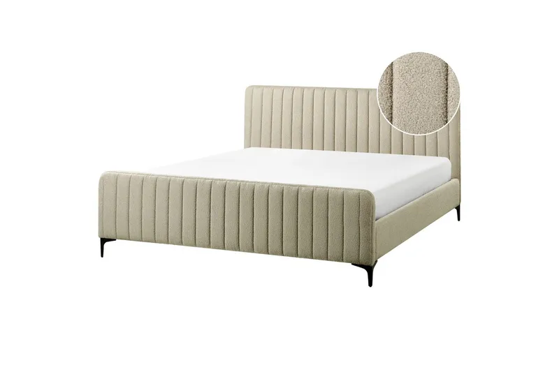 Sänky sälepohjalla Lunan, Beige, musta/Bouclé, 180x200 cm