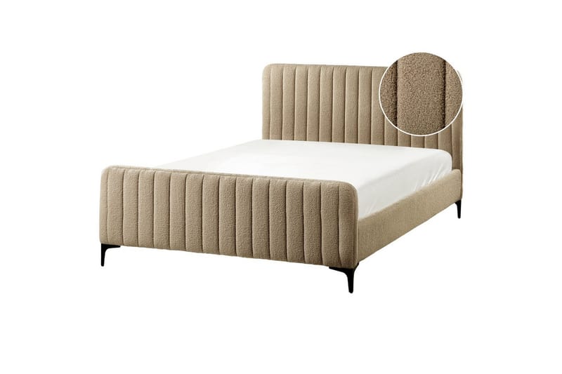 Sänky sälepohjalla Lunan, Taupe, musta/Bouclé, 140x200 cm