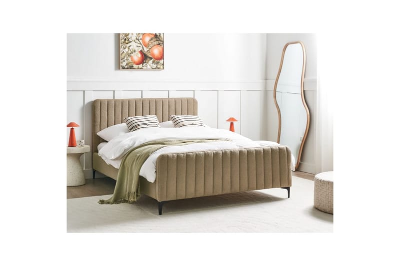 Sänky sälepohjalla Lunan - Taupe, musta/Bouclé, 140x200 cm - Huonekalut - Sänky - Sänkykehikot & sängynrungot