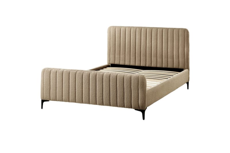 Sänky sälepohjalla Lunan - Taupe, musta/Bouclé, 140x200 cm - Huonekalut - Sänky - Sänkykehikot & sängynrungot