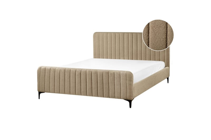 Sänky sälepohjalla Lunan, Taupe, musta/Bouclé, 160x200 cm