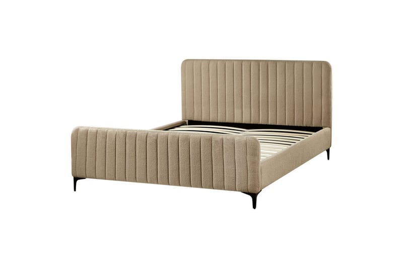 Sänky sälepohjalla Lunan - Taupe, musta/Bouclé, 160x200 cm - Huonekalut - Sänky - Sänkykehikot & sängynrungot