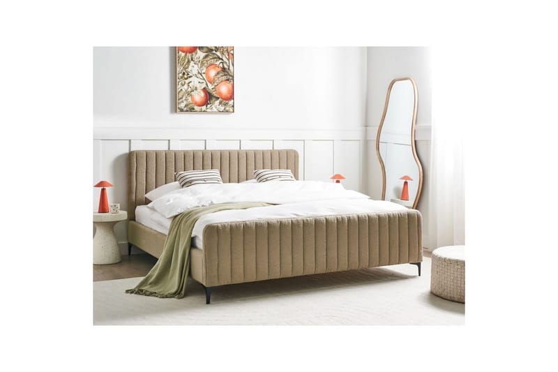 Sänky sälepohjalla Lunan - Taupe, musta/Bouclé, 180x200 cm - Huonekalut - Sänky - Sänkykehikot & sängynrungot