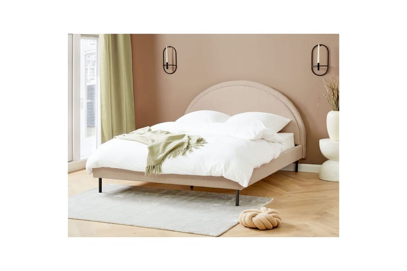 Sänky sälepohjalla Margut - Beige/bouclé, Beige/Bouclé, 160x200 cm - Huonekalut - Sänky - Sänkykehikot & sängynrungot