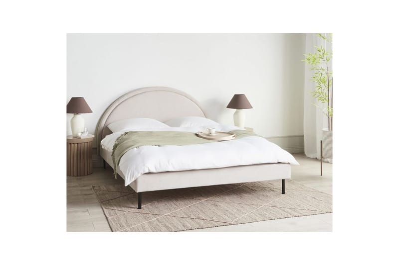 Sänky sälepohjalla Margut - Beige/polyesteri, Beige/Polyesteri, 160x200 cm - Huonekalut - Sänky - Sänkykehikot & sängynrungot