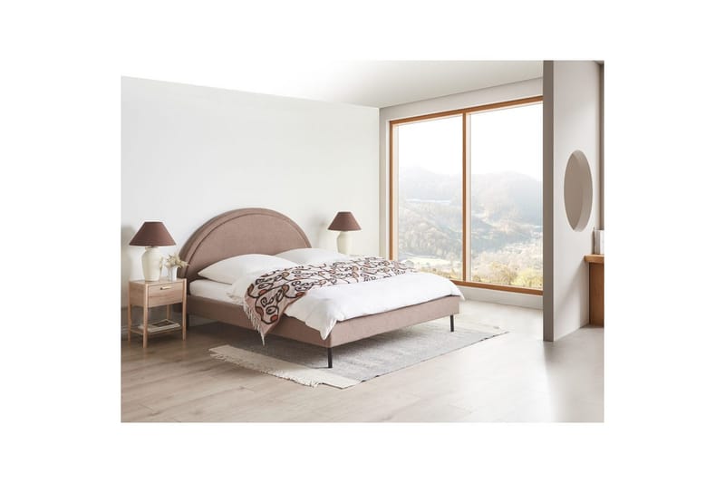 Sänky sälepohjalla Margut - Taupe/Bouclé, Taupe/bouclé, 160x200 cm - Huonekalut - Sänky - Sänkykehikot & sängynrungot