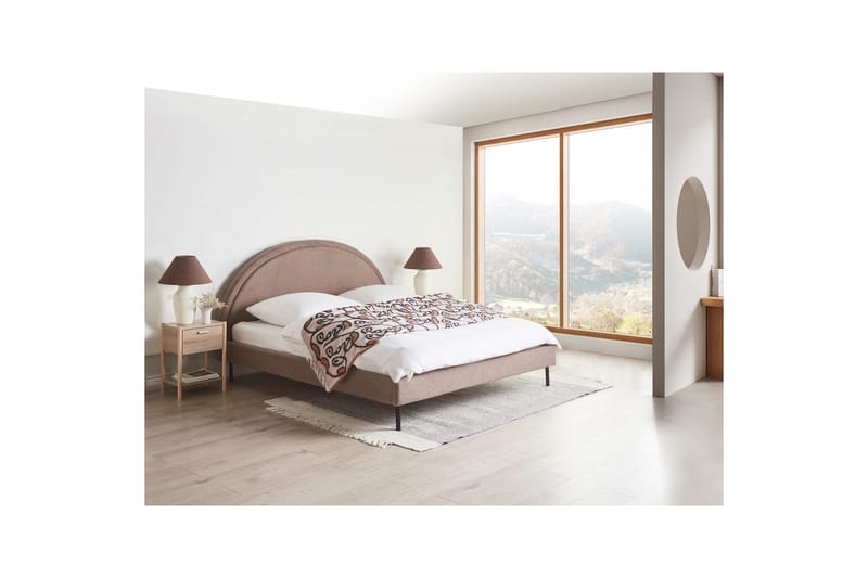 Sänky sälepohjalla Margut - Taupe/Bouclé, Taupe/bouclé, 180x200 cm - Huonekalut - Sänky - Sänkykehikot & sängynrungot