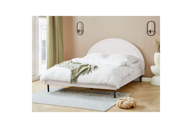 Sänky sälepohjalla Margut - Valkoinen/Bouclé, 160x200 cm - Huonekalut - Sänky - Sänkykehikot & sängynrungot