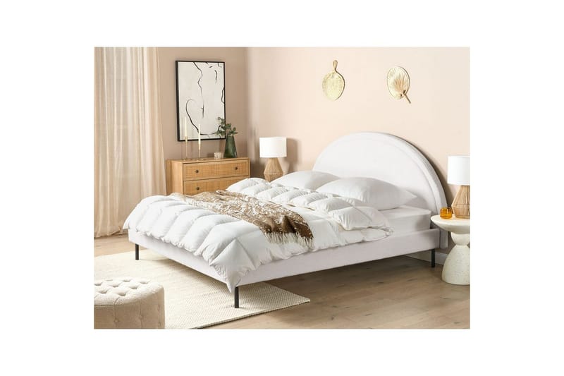 Sänky sälepohjalla Margut - Valkoinen/Bouclé, 180x200 cm - Huonekalut - Sänky - Sänkykehikot & sängynrungot