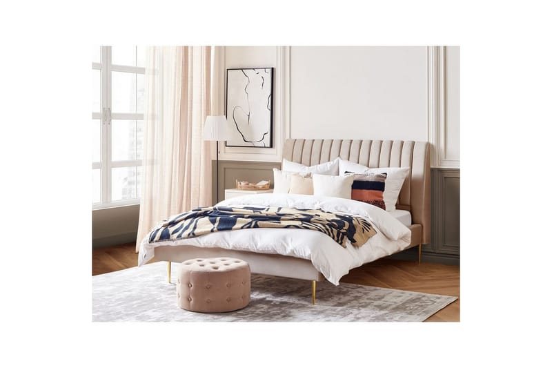 Sänky sälepohjalla Marville - Beige, kulta, 160x200 cm - Huonekalut - Sänky - Sänkykehikot & sängynrungot