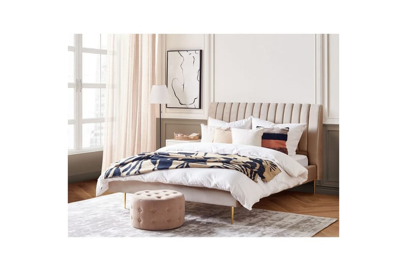 Sänky sälepohjalla Marville - Beige, kulta, 180x200 cm - Huonekalut - Sänky - Sänkykehikot & sängynrungot