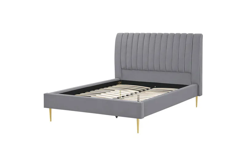 Sänky sälepohjalla Marville - Harmaa, Kulta, Harmaa, kulta, 140x200 cm - Huonekalut - Sänky - Sänkykehikot & sängynrungot