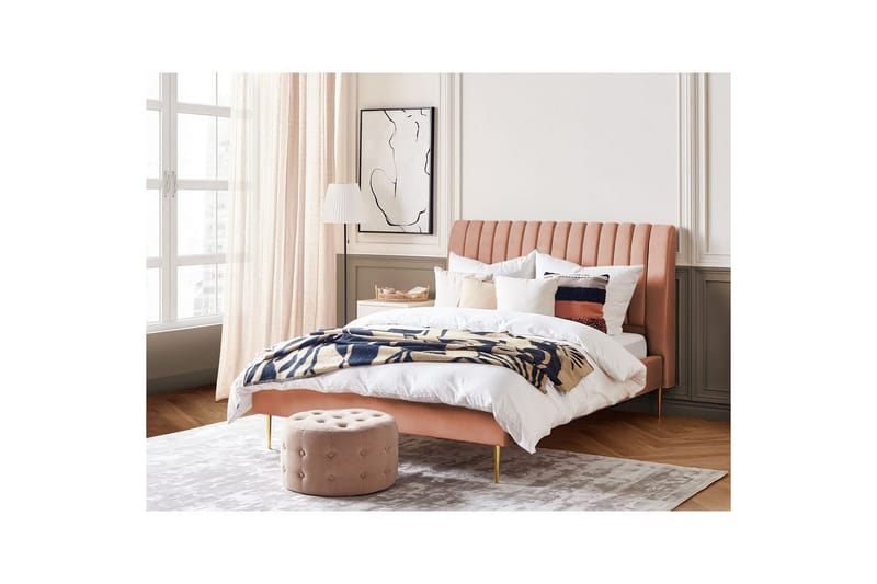Sänky sälepohjalla Marville - Rosa, Kulta, 140x200 cm - Huonekalut - Sänky - Sänkykehikot & sängynrungot