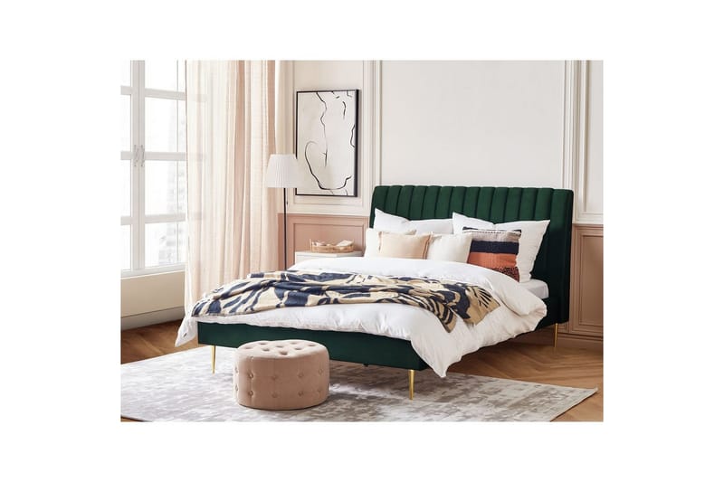 Sänky sälepohjalla Marville - Vihreä, kulta, 180x200 cm - Huonekalut - Sänky - Sänkykehikot & sängynrungot