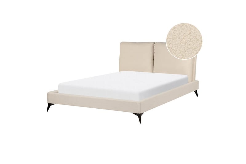 Sänky sälepohjalla Melle - Beige/bouclé, Beige/Bouclé, 140x200 cm - Huonekalut - Sänky - Sänkykehikot & sängynrungot