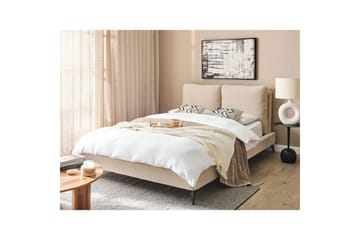 Sänky sälepohjalla Melle - Beige/bouclé, Beige/Bouclé, 140x200 cm - Huonekalut - Sänky - Sänkykehikot & sängynrungot