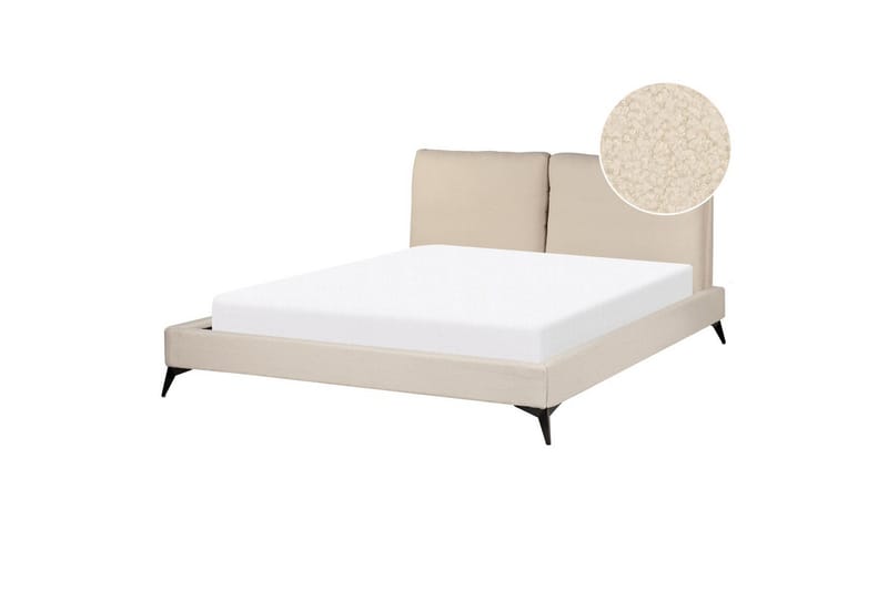Sänky sälepohjalla Melle - Beige/bouclé, Beige/Bouclé, 160x200 cm - Huonekalut - Sänky - Sänkykehikot & sängynrungot