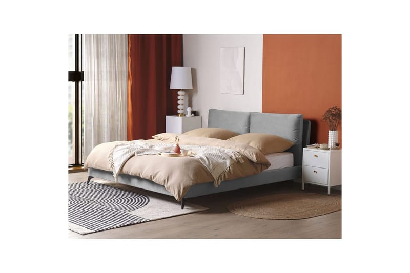 Sänky sälepohjalla Melle - Harmaa, Musta/Sametti, Harmaa, musta/sametti, Harmaa, musta/Sametti, 180x200 cm - Huonekalut - Sänky - Sänkykehikot & sängynrungot