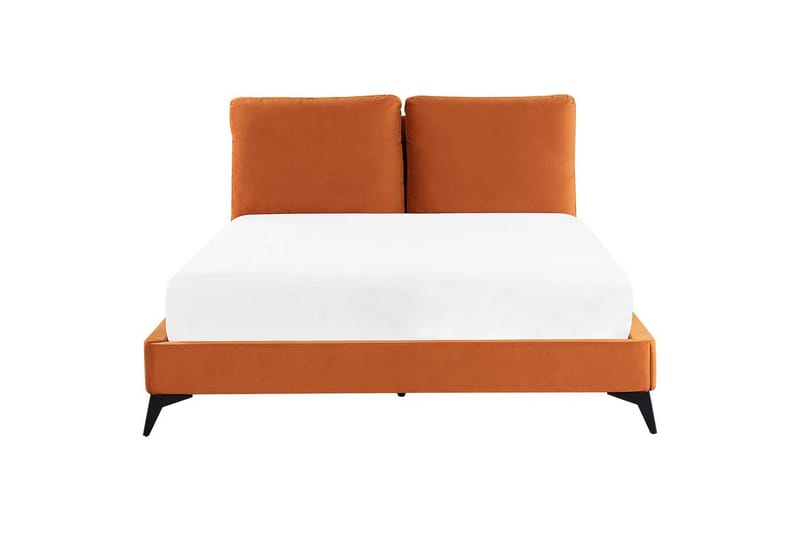 Sänky sälepohjalla Melle - Oranssi, musta/Sametti, Oranssi, musta/sametti, 140x200 cm - Huonekalut - Sänky - Sänkykehikot & sängynrungot