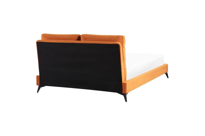 Sänky sälepohjalla Melle - Oranssi, musta/Sametti, Oranssi, musta/sametti, 140x200 cm - Huonekalut - Sänky - Sänkykehikot & sängynrungot
