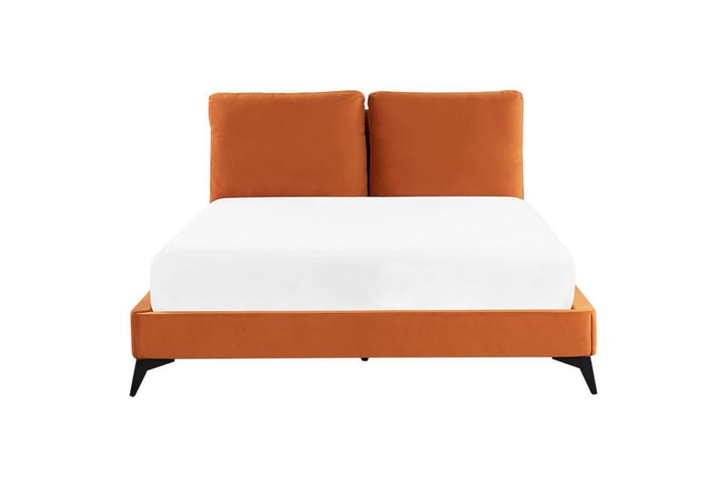 Sänky sälepohjalla Melle - Oranssi, musta/Sametti, Oranssi, musta/sametti, 160x200 cm - Huonekalut - Sänky - Sänkykehikot & sängynrungot