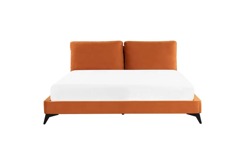 Sänky sälepohjalla Melle - Oranssi, musta/Sametti, Oranssi, musta/sametti, 180x200 cm - Huonekalut - Sänky - Sänkykehikot & sängynrungot