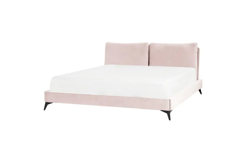 Sänky sälepohjalla Melle - Rosa, Musta/Sametti, Vaaleanpunainen, musta/sametti, 180x200 cm - Huonekalut - Sänky - Sänkykehikot & sängynrungot
