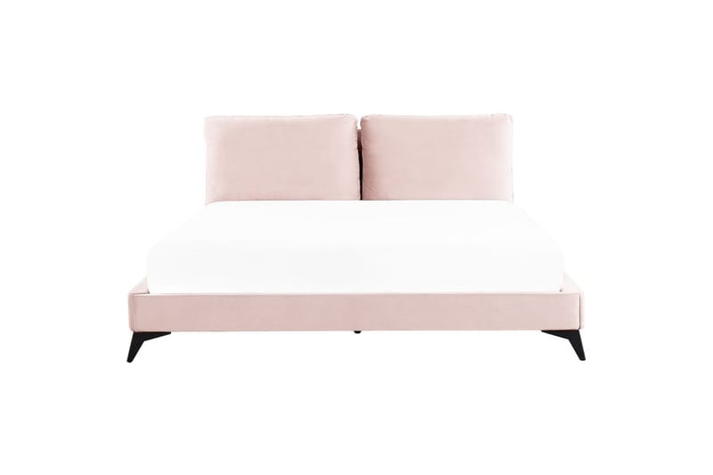 Sänky sälepohjalla Melle - Rosa, Musta/Sametti, Vaaleanpunainen, musta/sametti, 180x200 cm - Huonekalut - Sänky - Sänkykehikot & sängynrungot