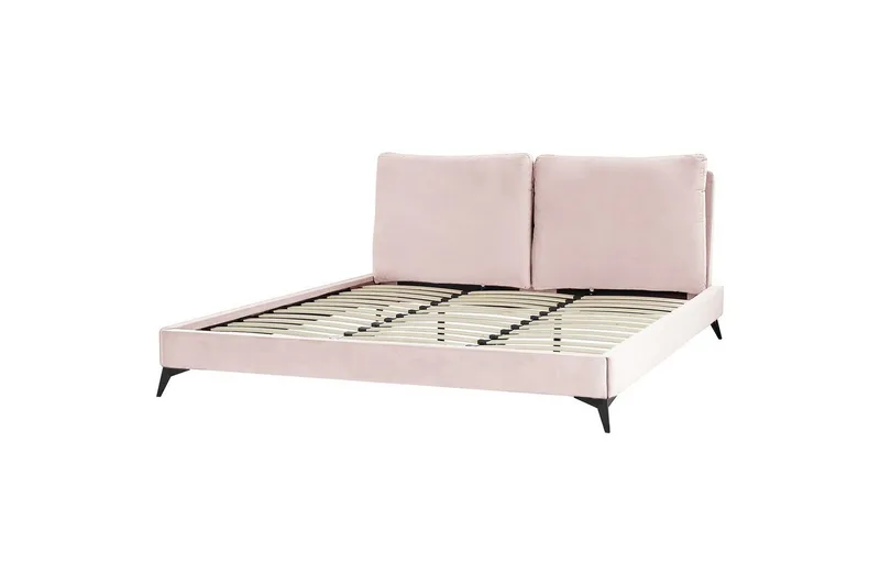 Sänky sälepohjalla Melle - Rosa, Musta/Sametti, Vaaleanpunainen, musta/sametti, 180x200 cm - Huonekalut - Sänky - Sänkykehikot & sängynrungot