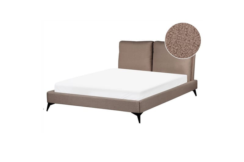 Sänky sälepohjalla Melle - Ruskea, Musta/Bouclé, 140x200 cm - Huonekalut - Sänky - Sänkykehikot & sängynrungot