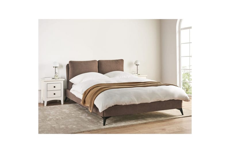 Sänky sälepohjalla Melle - Ruskea, Musta/Bouclé, 140x200 cm - Huonekalut - Sänky - Sänkykehikot & sängynrungot
