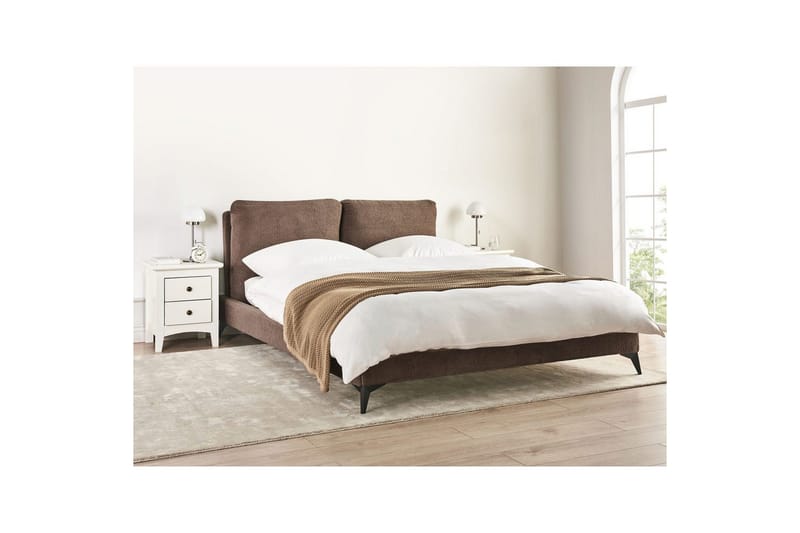 Sänky sälepohjalla Melle - Ruskea, Musta/Bouclé, 160x200 cm - Huonekalut - Sänky - Sänkykehikot & sängynrungot