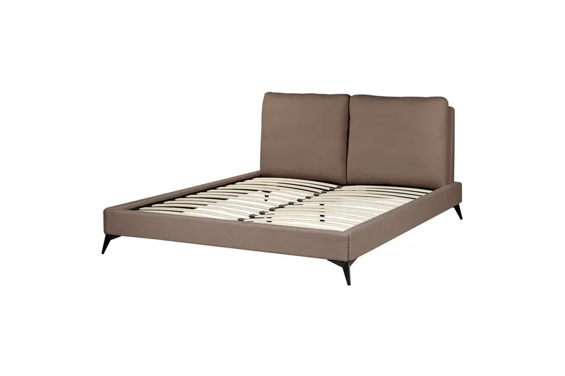 Sänky sälepohjalla Melle - Ruskea, Musta/Bouclé, 160x200 cm - Huonekalut - Sänky - Sänkykehikot & sängynrungot